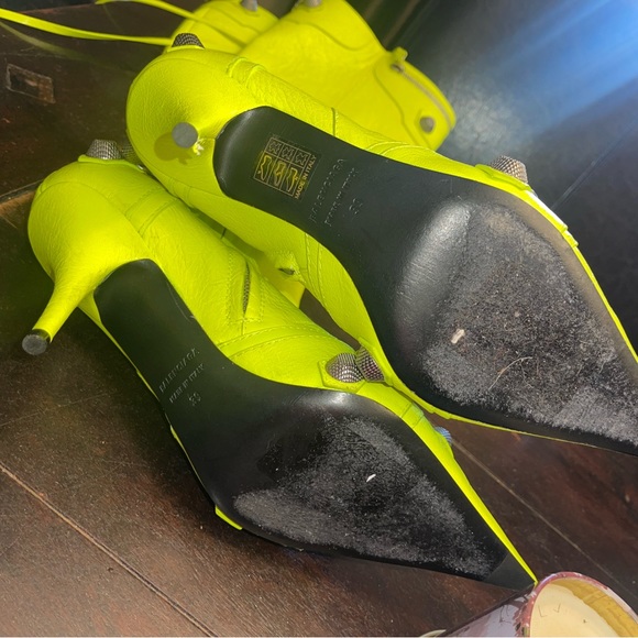 Balenciaga Cagole Neon Yellow Knee High Boots - Picture 8 of 9